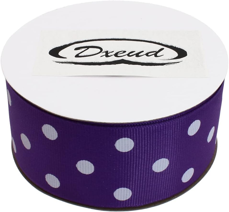 Polka Dot Grosgrain Ribbon 25 Yard Each Roll 100% Polyester (1/1-2", Purple)