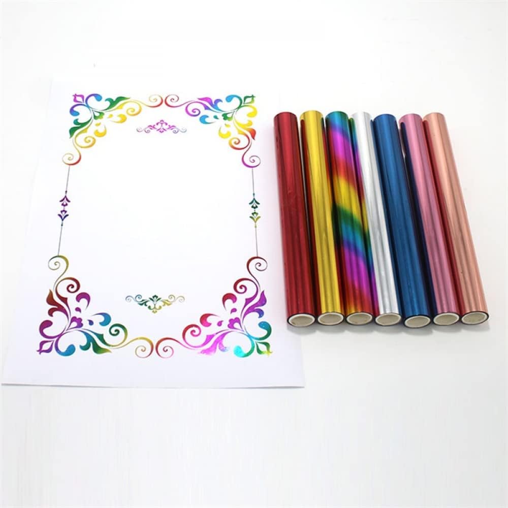 7PCS Toner Reactive Foil Roll,Use with Laminator Laser Printer,Paper Holographic Heat Transfer Crafts Foil Roll for Scrapbooking Crafting Cardstock Hot Stamping Holographic Heat Transfer DIY Crafts