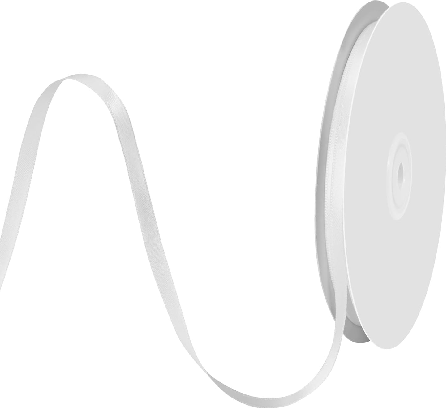 White Satin Ribbon 1/4" X 50 Yards Solid Color Double Faced Ribbons Perfect for Crafts Wedding Decor Bow Making Arts Sewing and More