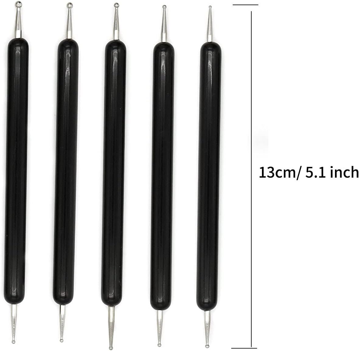 4 Set Embossing Stylus Double End Tracing Dotting Tool, 20 Pcs Ball Embossing Stylus Double End Tracing Dotting Tool for Pottery Clay Craft, Embossing Art (Black)