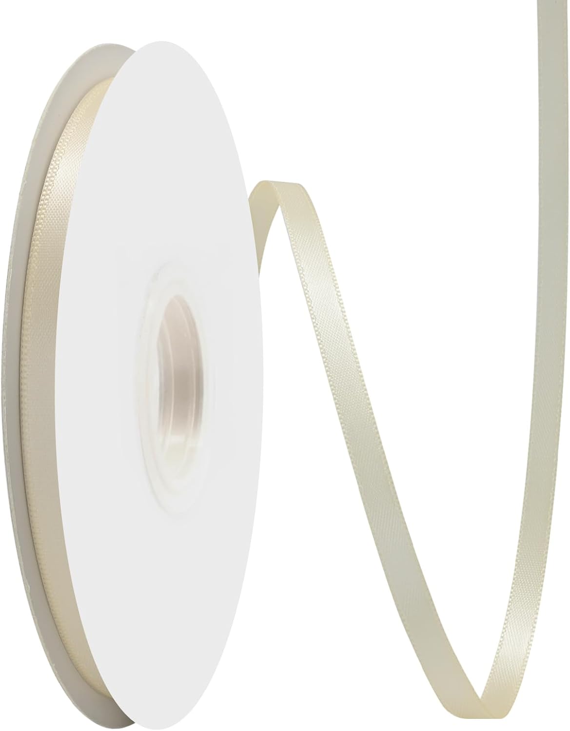 Ivory Satin Ribbon 1/4" X 50 Yards Solid Color Double Faced Ribbons Perfect for Crafts Wedding Decor Bow Making Arts Sewing and More