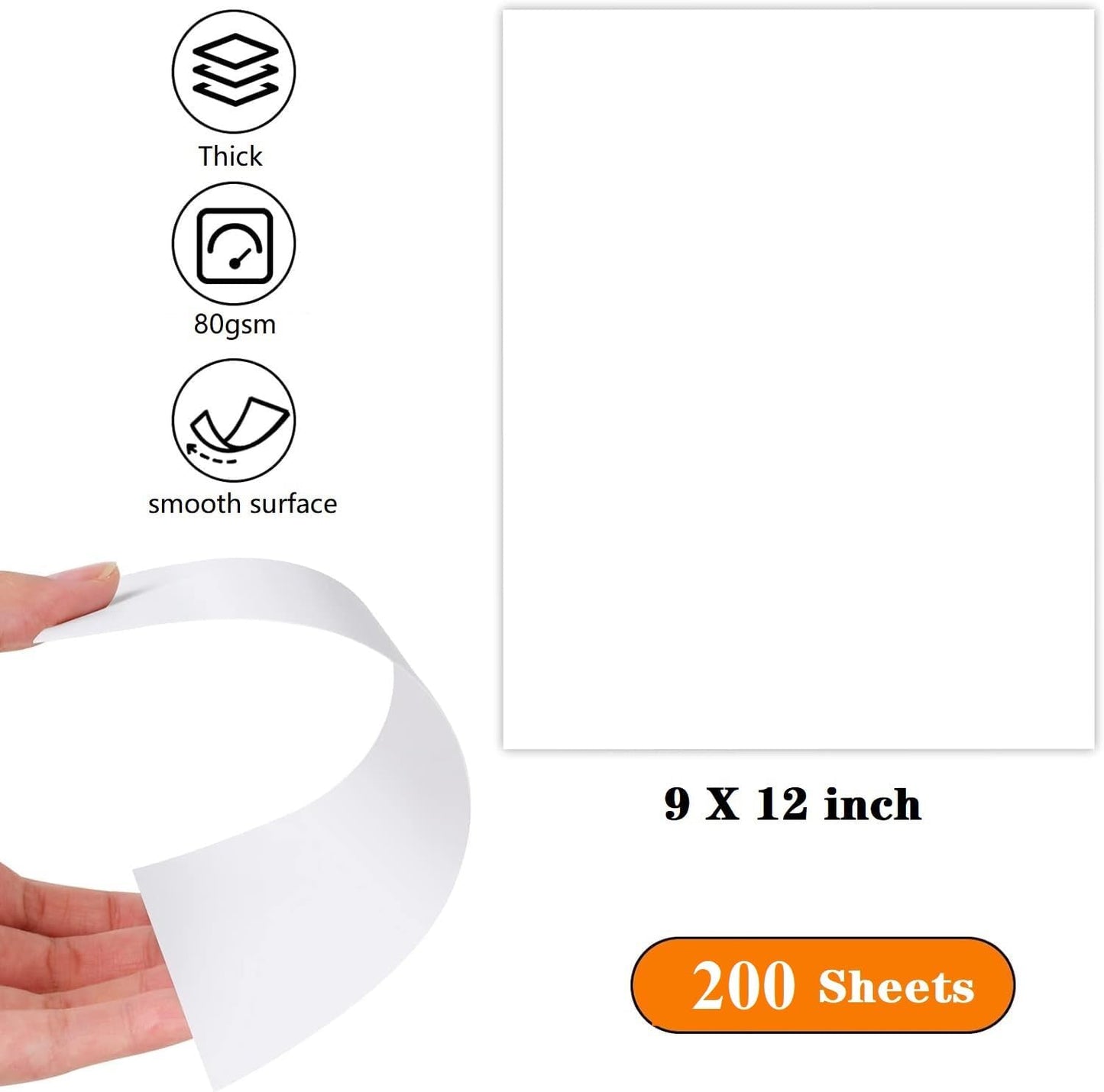 9"x12" Sketching Drawing Paper for Kids Toddlers Art Craft Supplies, White Paper for Coloring Doodle 200 Sheets