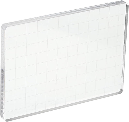 PATIKIL 5" x 3.5" Acrylic Stamp Block, Clear Stamping Block with Grid Lines Decorative Mounting Blocks Square for Scrapbooking DIY Crafts Card Making