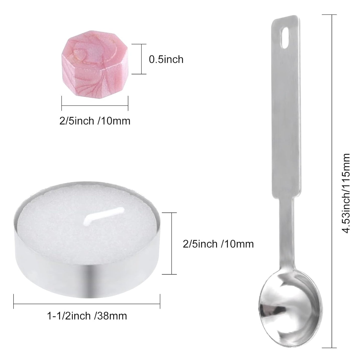 500 Pcs Wax Seal Kit - Pink Octagon Sealing Beads With 4 Tea Candles and 1 Melting Spoon for Crafts, Letters, Wine, Greeting Cards