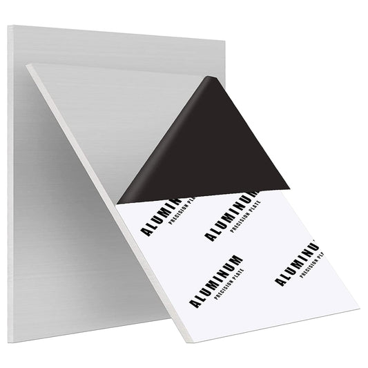 2Pack 6061 Aluminum Sheet Metal - 12 x 12 x 1/8 Inch, Heavy Duty Aluminum Plates with Protective Film, 3MM Thick Flat Plain Panel for Crafting, Structural Framing, Base Plate