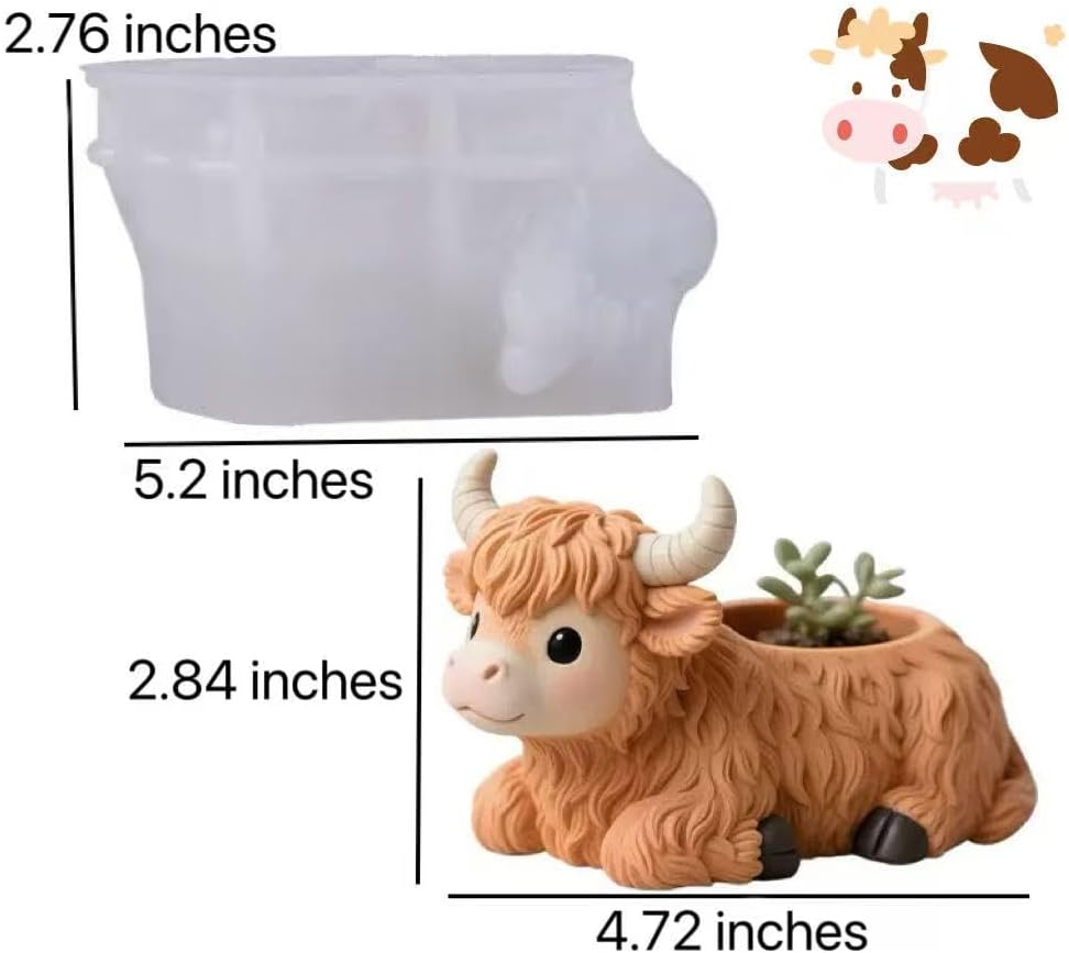 Animal Resin Molds Silicone 3D Cute Cow Epoxy Resin Plaster Candle Holder Wax Molds for Candle Making, Art Crafts DIY Unique Display Home Decor
