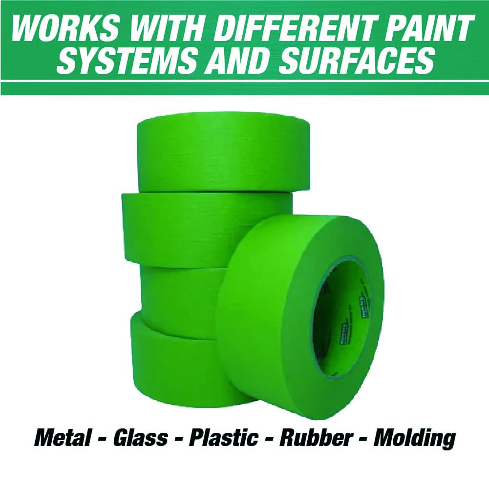 DINOGREN High Performance Automotive Masking Tape – 2 Inch x 60 Yards (20 Rolls) – Heat & Water Resistant Green Tape for Car Paint, Auto Body Shop, Industrial Use, Clean Removal, Solvent Safe- 7767