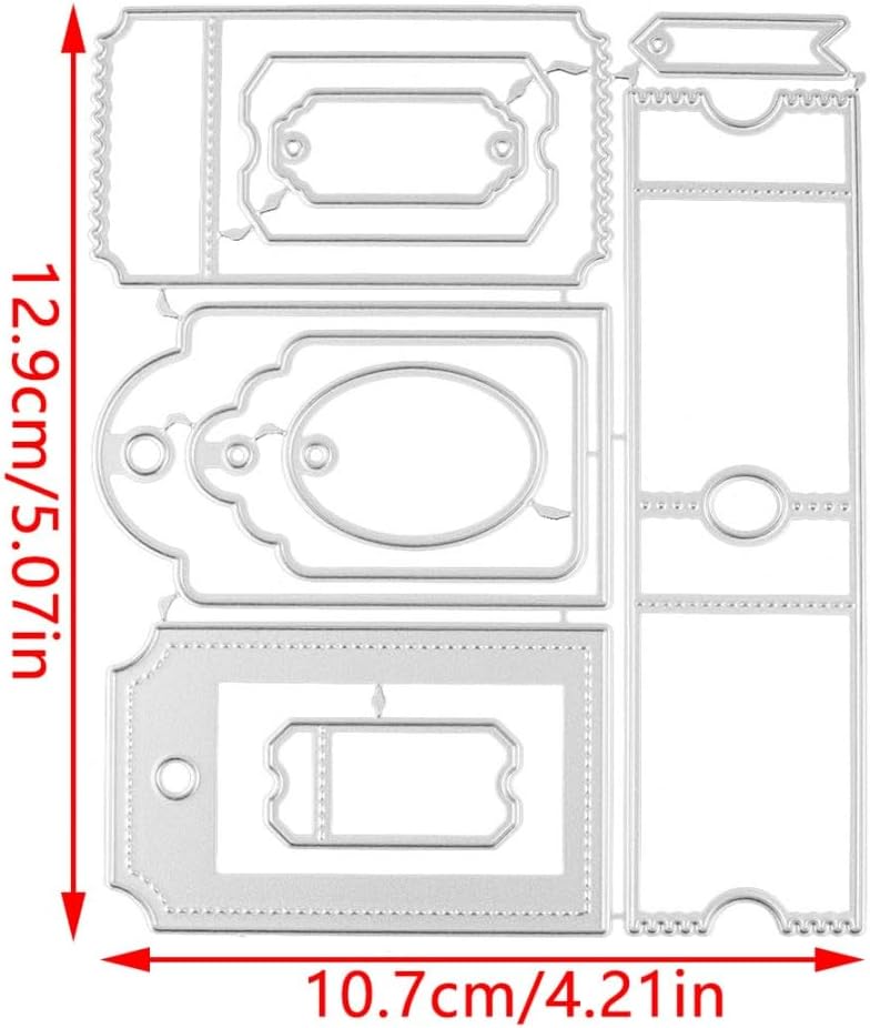 Mvchifay Cutting Dies Happy Birthday Holiday Thanks Greetings Metal Stencils Scrapbooking Tool Love Heart DIY Carbon Steel Embossing Template for Paper Card Making (Stamp Tag-10.7x12.9cm)