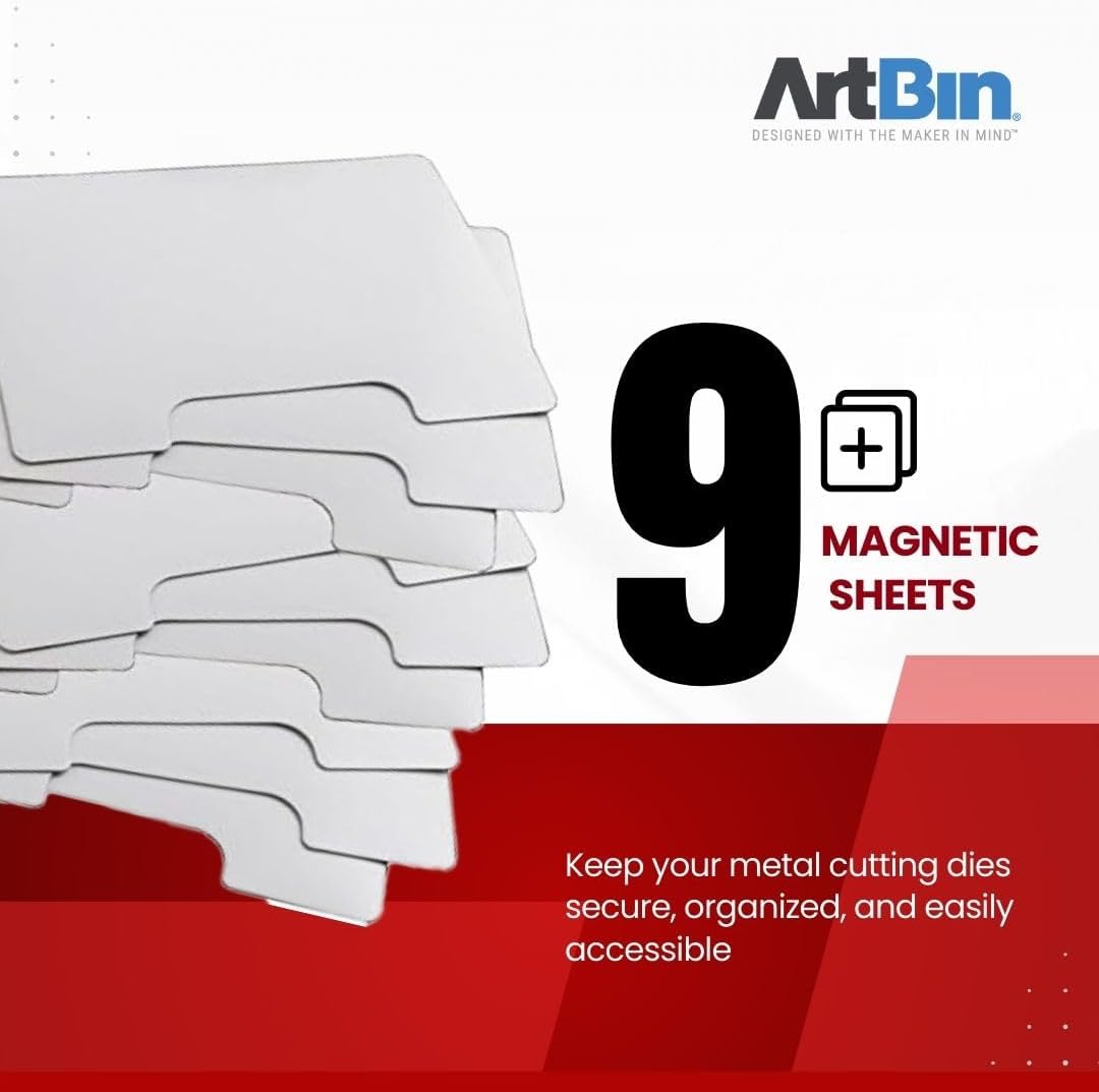 ArtBin 6979AA Magnetic Die Sheet Set 9-Pack, Die Organizers, Magnetic Organizer Sheets, 3 Sheets [2-Pack], White
