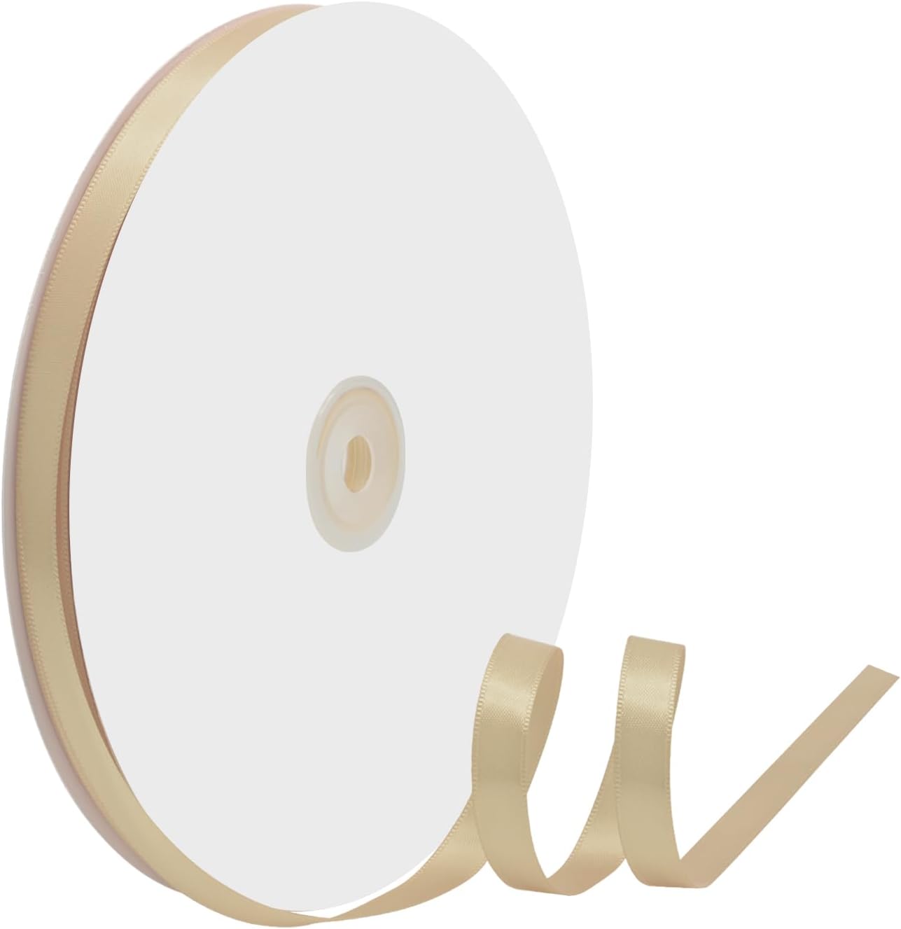 3/8" X 100 Yards Tan Satin Thin Ribbon Solid Color Double Faced Ribbons Perfect for Crafts Wedding Decor Bow Making Arts Sewing and More