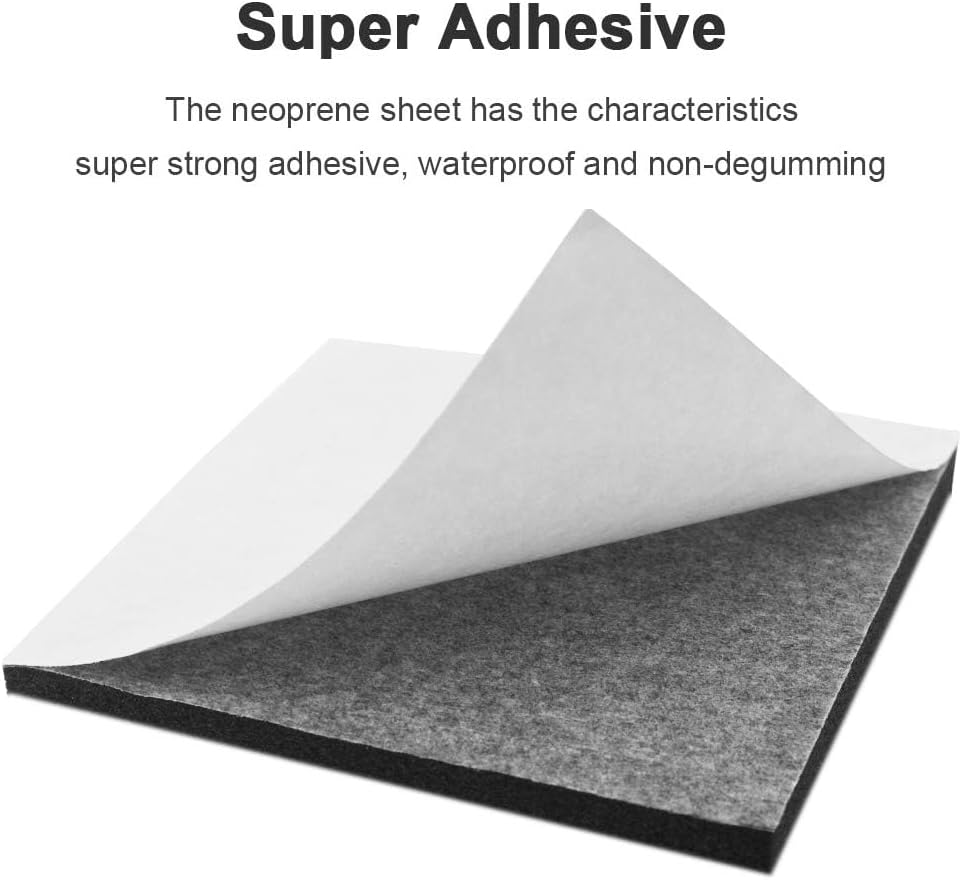 Foam Sheets with Adhesive Backing Foam Padding Neoprene Rubber Mat Closed Cell Sheet Anti-Slip Insulation Rubber Anti Vibration Square Pad (4" x 4" x 1/2", 8 Pcs)