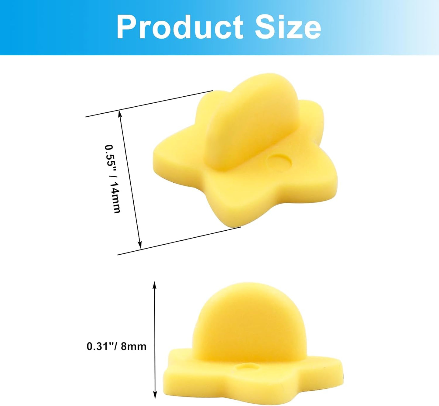 100 Pack Star Shape Rubber Pin Backs, Lapel Pin Backing Locking Pin Keepers, Brooch Holder for Uniform Badge Hat Tie（Yellow）