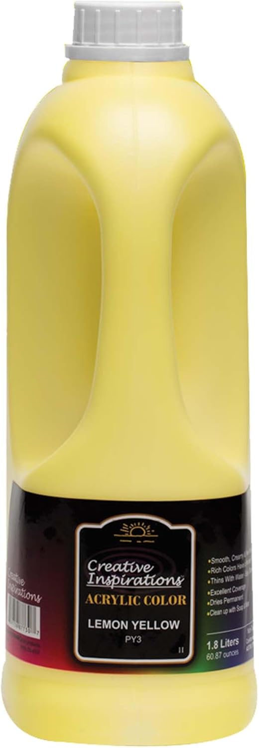 Creative Inspirations Acrylic Paint - Lemon Yellow - 1.8 Liter - Smooth & Creamy Consistency, Vibrant Pigmentation, Great Coverage for Artists - Clean Up with Soap & Water