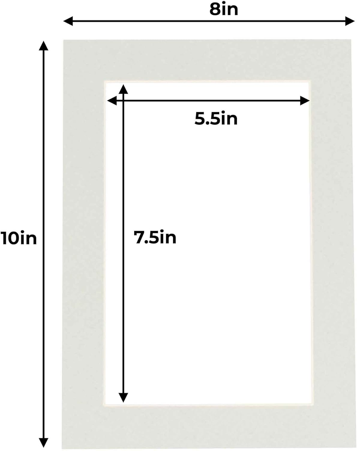 8x10 Mat for 6x8 Photo - Precut Grey Picture Matboard for Frames Measuring 8 x 10 Inches - Bevel Cut Matte to Display Art Measuring 6 x 8 Inches - Acid Free ONE MAT