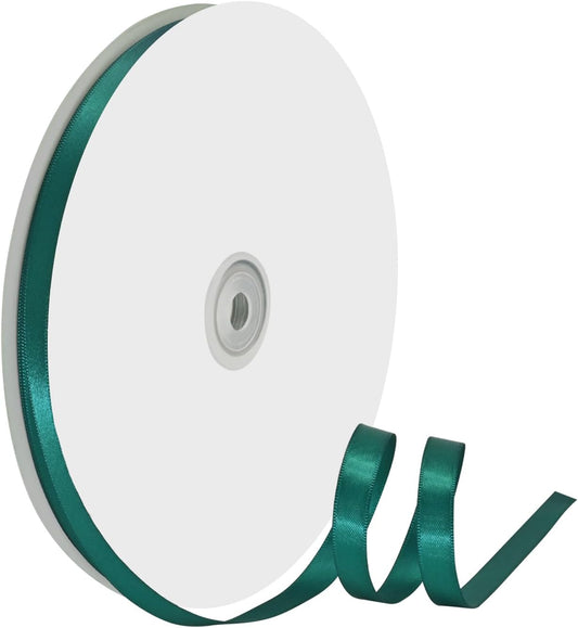 3/8" X 100 Yards Teal Satin Thin Ribbon Solid Color Double Faced Ribbons Perfect for Crafts Wedding Decor Bow Making Arts Sewing and More