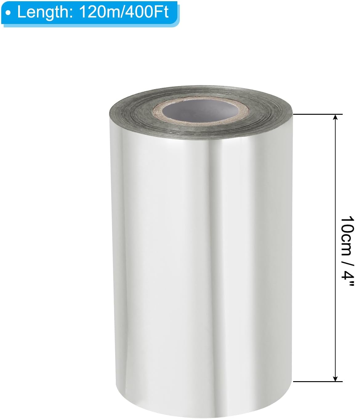 PATIKIL 4"x400Ft Hot Stamping Foil Paper, Heat Transfer Hot Stamping Paper Foil Roll for Leather DIY Logo Decor Craft Gift Package Scrapbook Card, Silver Tone