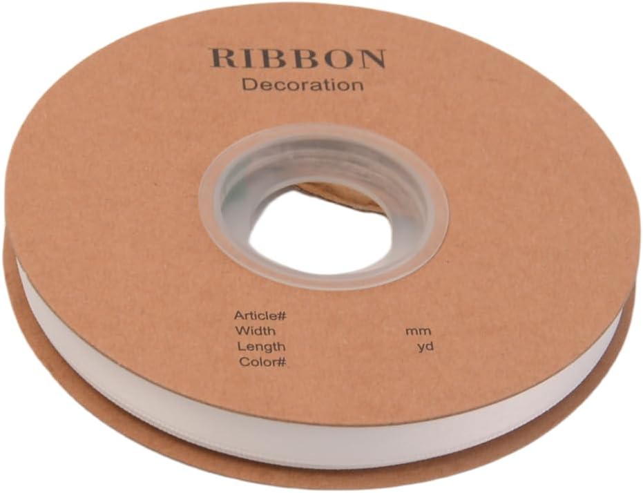 Double Side Satin Ribbon, Continuous 20 Yards,Use for Craft Bows Bouquet, Gift Wrapping, Wedding Decoration, Floral Arrangement (White, 3/8 inch)