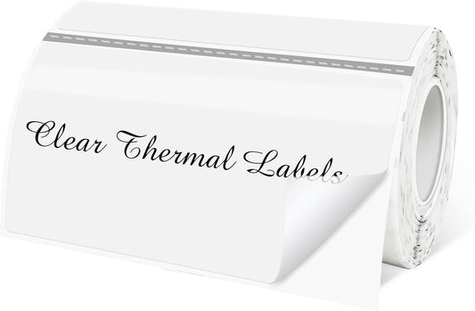 2" x 4" Transparent Thermal Label Stickers,Waterproof Thermal Printer Sticker Labels for Gift Wrapping, Self-Adhesive Name Price Tag DIY Custom Logo Design (250 pcs,Clear)