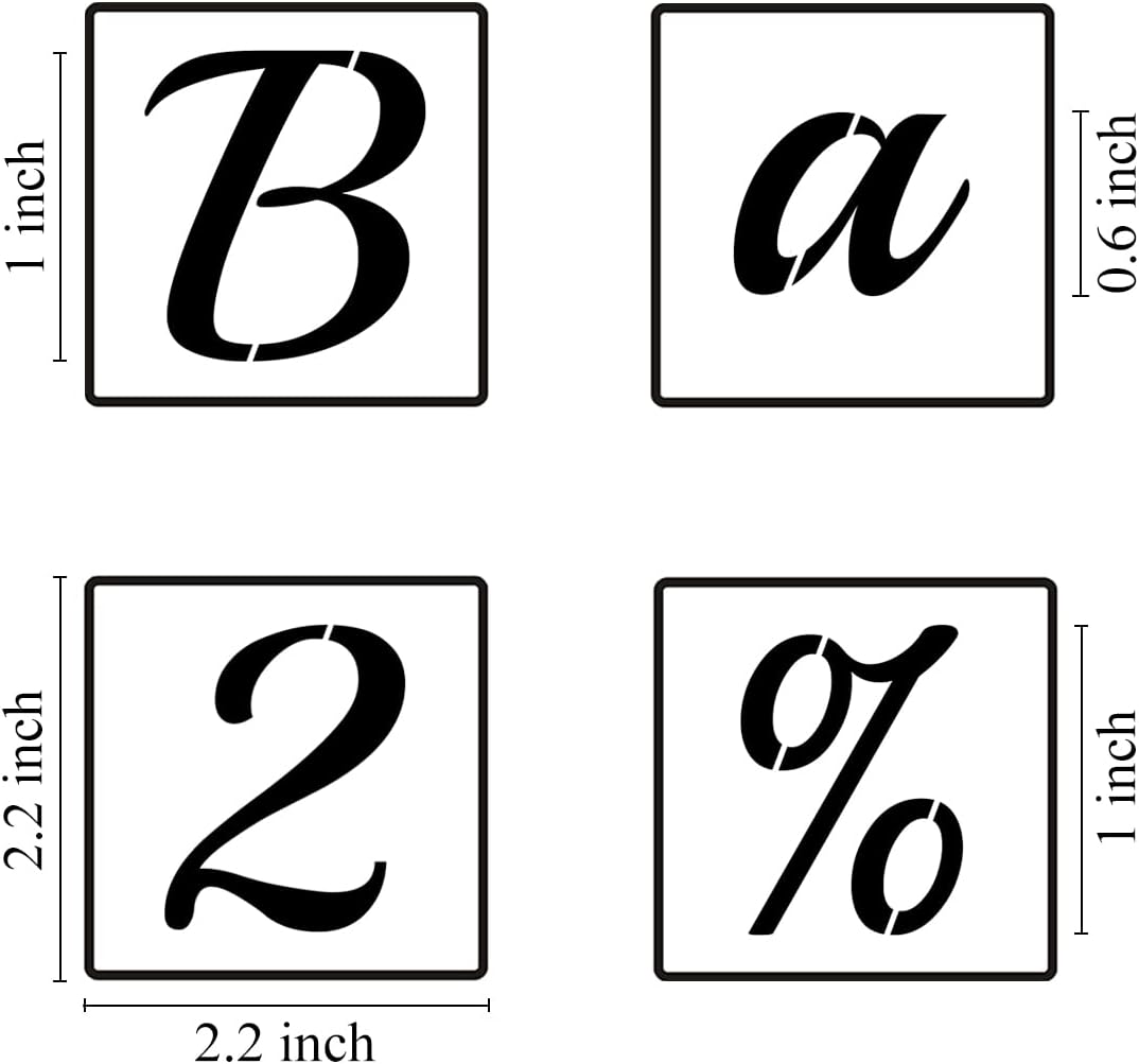 1 Inch Alphabet Letter Stencils for Painting - 70 Pack Letter and Number Stencil Templates with Signs for Painting on Wood, Reusable Cursive Letters Stencils for Chalkboard Wood Signs & Wall Art