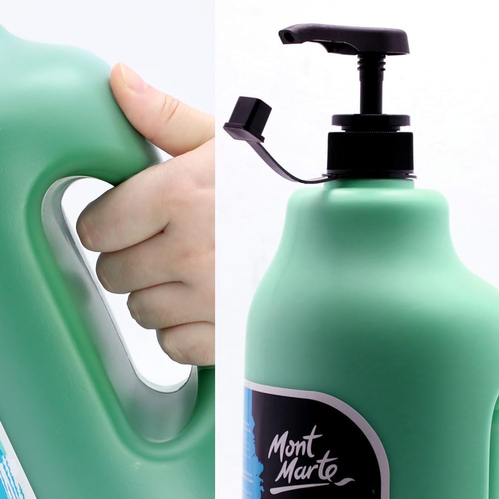 Mont Marte Discovery School Acrylic, Sap Green, 1/2 Gallon (2 Liter). Ideal for Students and Artists. Excellent Coverage and Fast Drying. Pump Lid Included.