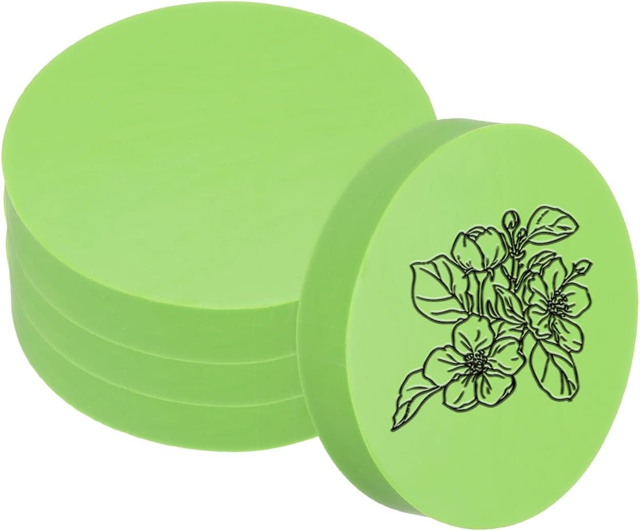 PATIKIL 4Pcs 2" Rubber Carving Blocks, Soft Linoleum Art Carving Block Round Crafts Stamp Making for Printmaking Stamps Carving Supplies, Green