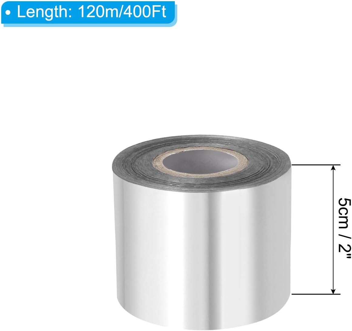 PATIKIL 2"x400Ft Hot Stamping Foil Paper, Heat Transfer Hot Stamping Paper Foil Roll for Leather DIY Logo Decor Craft Gift Package Scrapbook Card, Light Silver