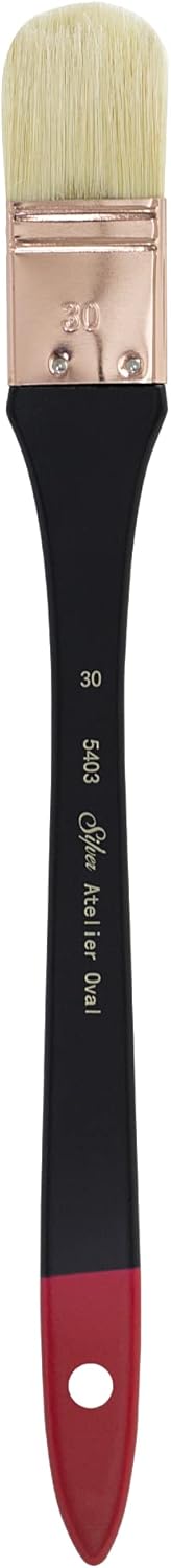 Silver Brush Limited 5403-30 Silver Atelier Oval Hog Bristle Mottler Brush, Size 30, Extra Long Handle