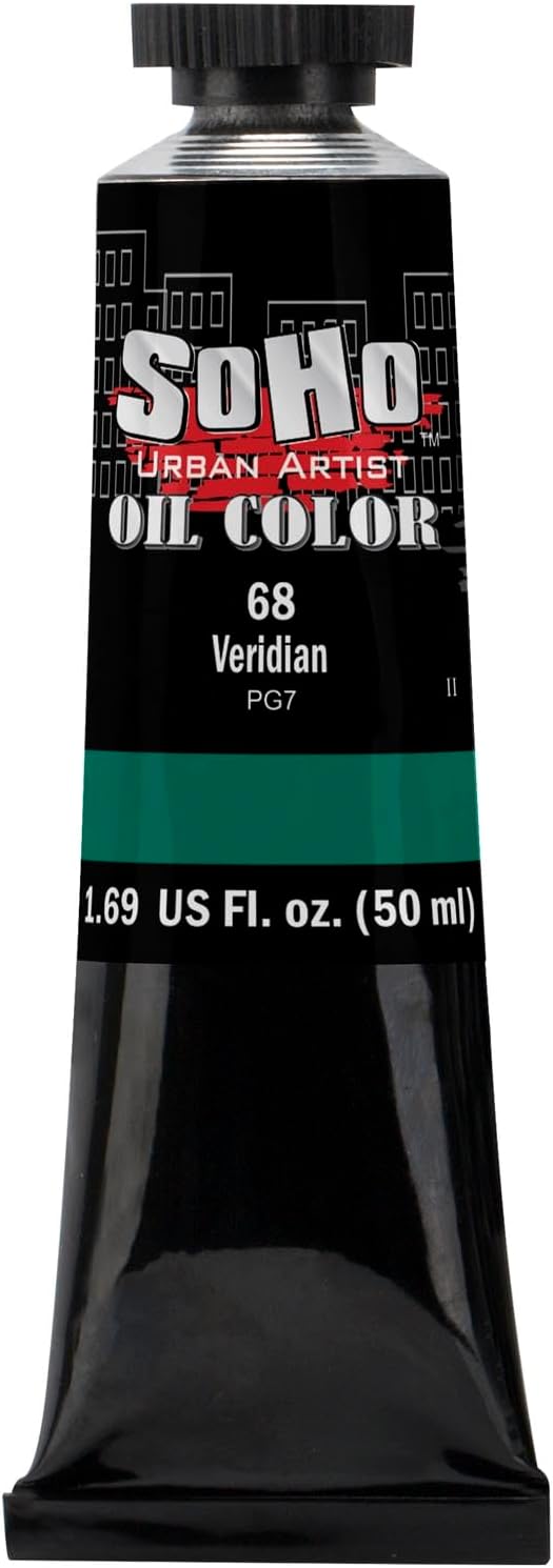 Soho Urban Artist Oil Paint - Viridian, 50 ml Tube - Best Valued Oil Colors for Painting, Excellent Pigment Load