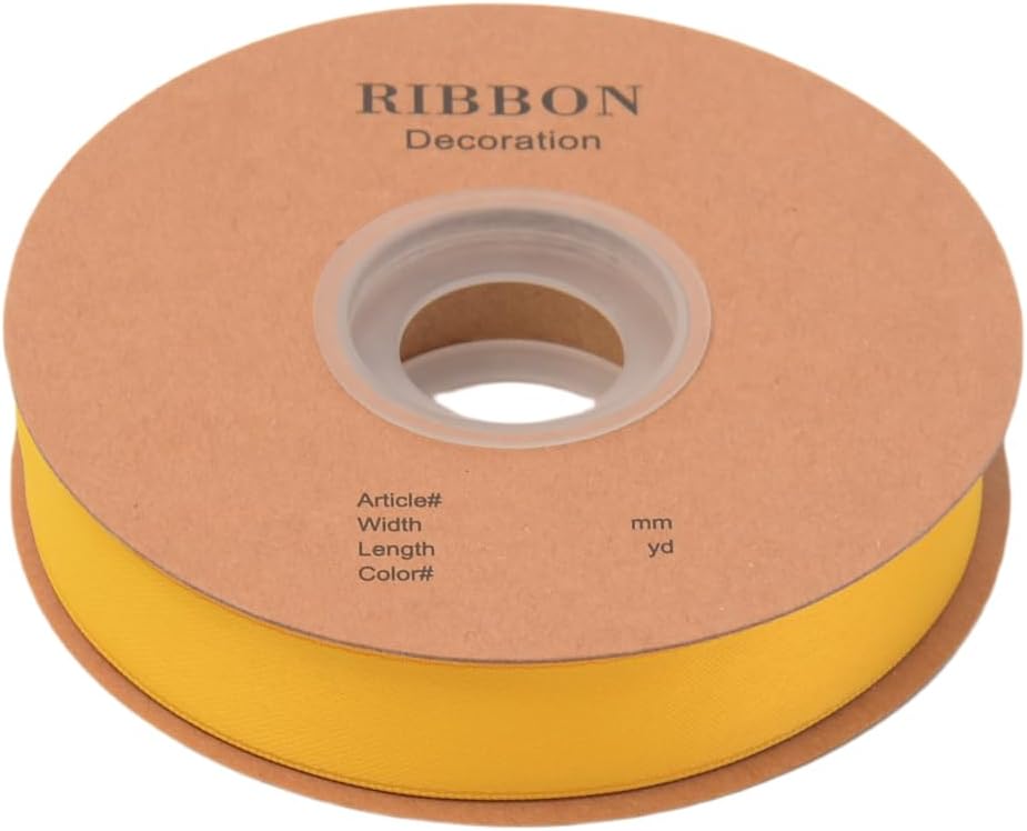 Double Side Satin Ribbon, Continuous 20 Yards,Use for Craft Bows Bouquet, Gift Wrapping, Wedding Decoration, Floral Arrangement (Yellow, 4/5 inch)
