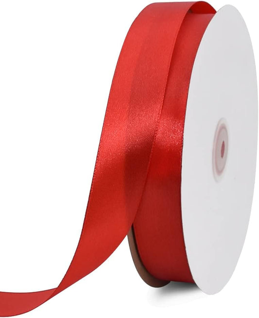 TONIFUL 1 Inch x 100yds Red Satin Ribbon, Thin Solid Color Satin Ribbon for Gift Wrapping, Crafts, Hair Bows Making, Wedding Party Decoration, Sewing, Invitation Cards, Floral Bouquets, Christmas