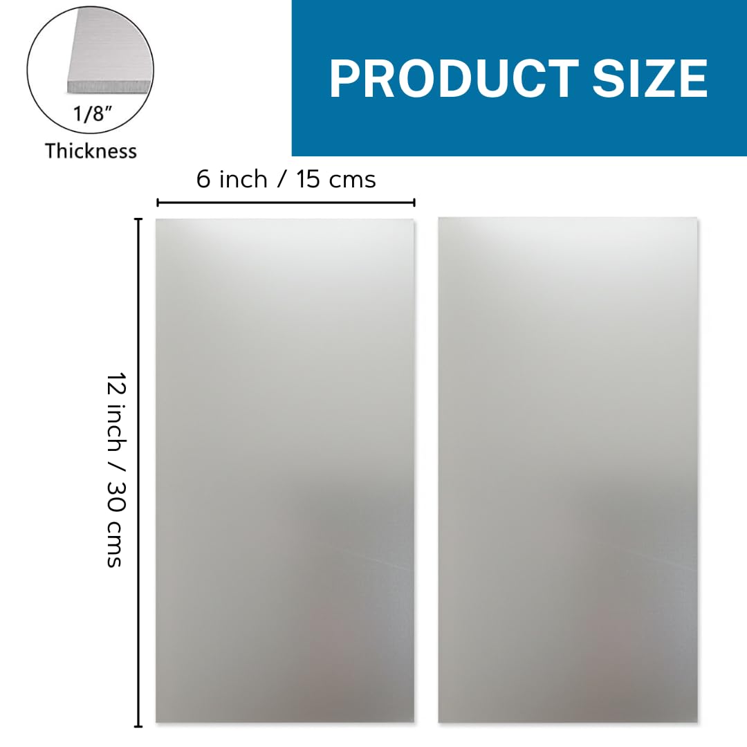 OnlineMetals 6061-T651 Aluminum Sheet – 6" x 12", 1/8" Thick, 2 Pcs | Flat Aluminum Plates for DIY Crafts, Hobby, Milling | Raw Metal Sheets for Jewelry Making, CNC, Cutting & Tooling Plate Use