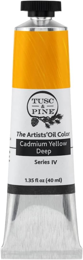 Tusc & Pine Artist Oil Paint - Cadmium Yellow Deep, 40 ml, Non-Yellowing, Rich & Creamy Consistency, Maximum Pigment Load, Small Batch Milled Oil Paints Made in the USA for Professional Artists