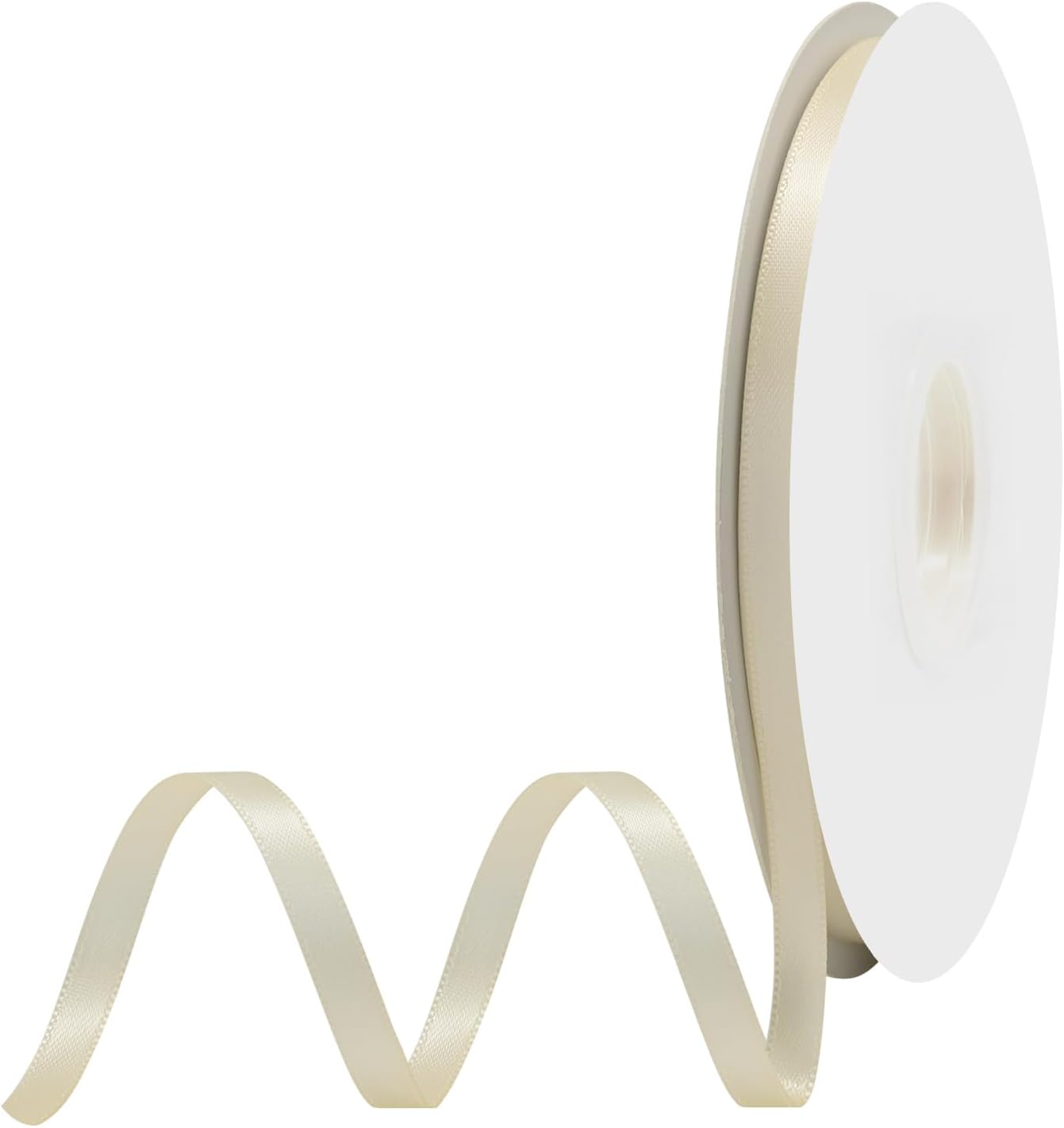 Ivory Satin Ribbon 1/4" X 50 Yards Solid Color Double Faced Ribbons Perfect for Crafts Wedding Decor Bow Making Arts Sewing and More