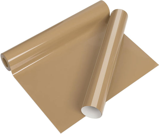 VINYL FROG Heat Transfer Vinyl Roll HTV Vinyl - 12" x5ft Camel Iron on Vinyl for T-Shirts, Heat Press Vinyl for DIY Craft Designs (Camel)