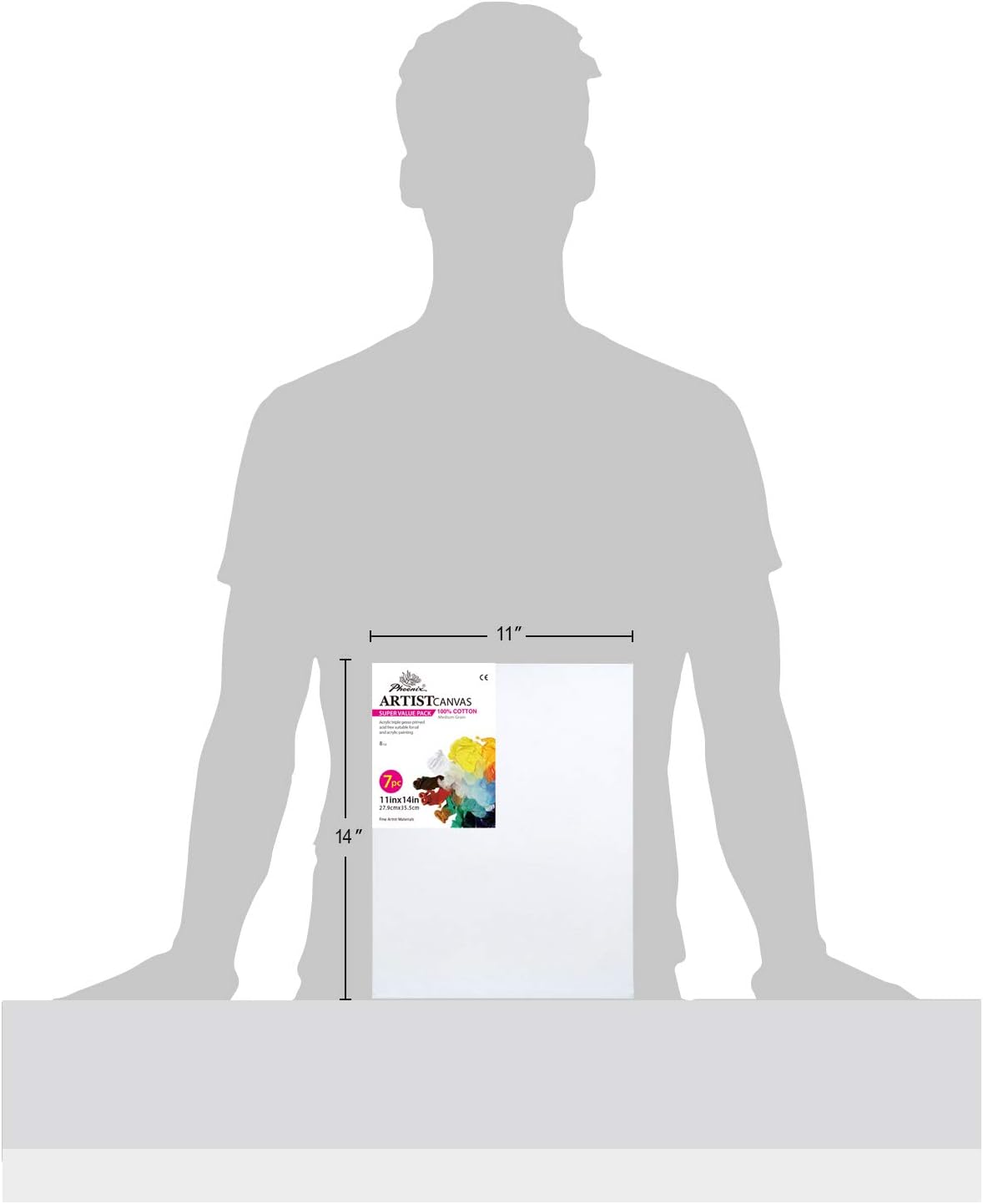 PHOENIX Stretched Canvas for Painting 11x14 Inch/7 Value Pack, 8 Oz Triple Primed 5/8 Inch Profile 100% Cotton White Blank Canvas, Artist Framed Canvas for Oil Acrylic & Pouring Art