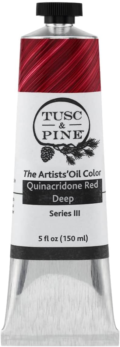 Tusc & Pine Artist Oil Paint - Quinacridone Red Deep, 150 ml, Non-Yellowing, Rich & Creamy Consistency, Maximum Pigment Load, Small Batch Milled Oil Paints Made in the USA for Professional Artists