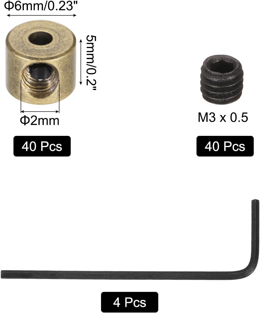 MECCANIXITY 40 Pcs Metal Locking Pin Backs, Locking Pin Keepers Clasp 5mm(H) with 4 Wrench Replacement in Storage Case for Badge, Brooch, Copper Tone