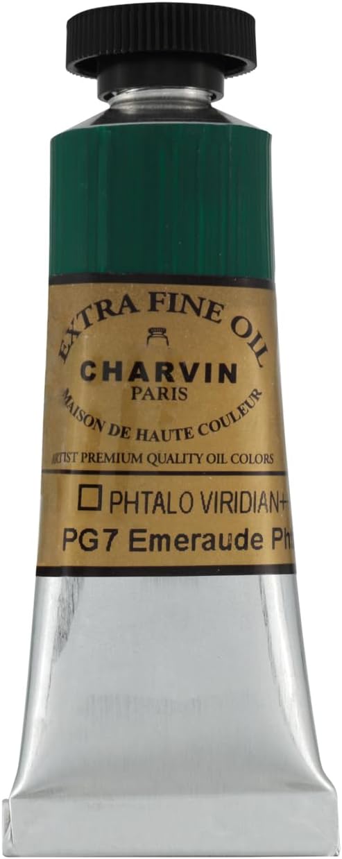 Charvin Extra Fine Oil Paint, Phthalo Viridian 20 ml - Triple-Milled, Rich Texture, Poppy Oil-Based, Light-Fast, Handmade, Archival Quality