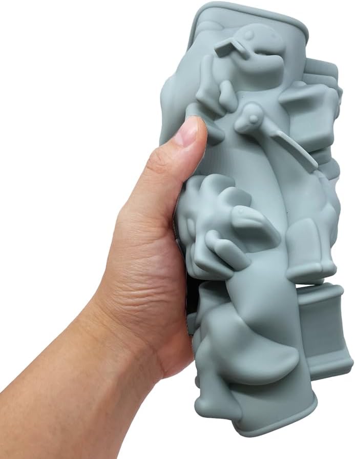 2 Pack 3D Ancient Dinosaur Silicone Molds 8 Cavity Dinosaur Themed Baking Mould Tray DIY Baking Tool for Chocolate Cake Dessert Candy Mousse Pastry Handmade Soap Cupcake Topper