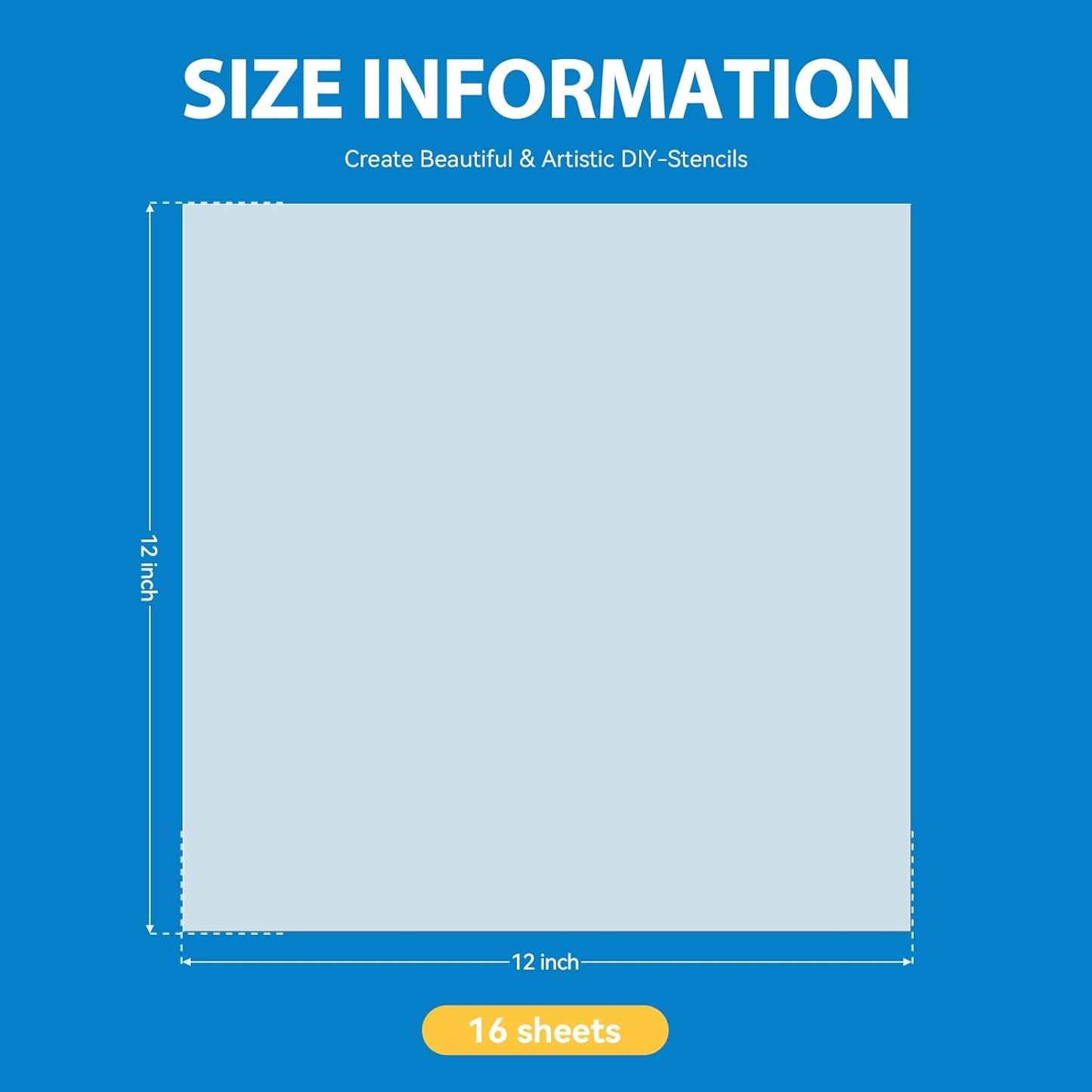 16 Pack 7.5mil Mylar Sheet, 12 X 12 Inch Translucent Blank Stencil Paper for Cricut Crafts Laser Cutting, Stencil Sheets Used for Making Letter Stencils, Flower Stencils, Star Wall Stencil