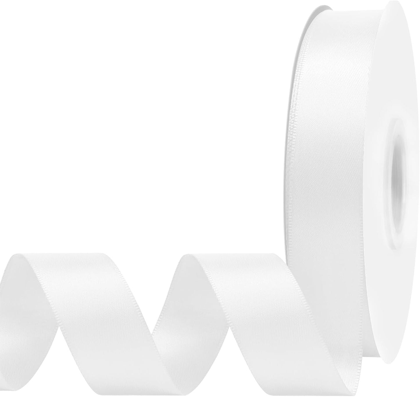 White Satin Ribbon 7/8" X 50 Yards Solid Color Double Faced Ribbons Perfect for Crafts Wedding Decor Bow Making Arts Sewing and More