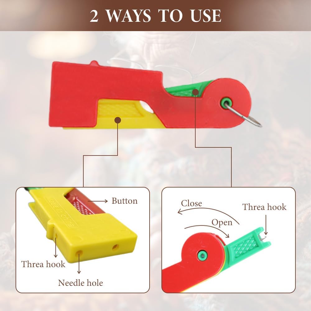 Automatic Needle Threader,2024 New Plastic Needle Threaders,Used to Quickly Thread The Thread Into The Needle Hole, Suitable for The Elderly and Those Who Like to Do Needlework(Random Color) (12 PCS)