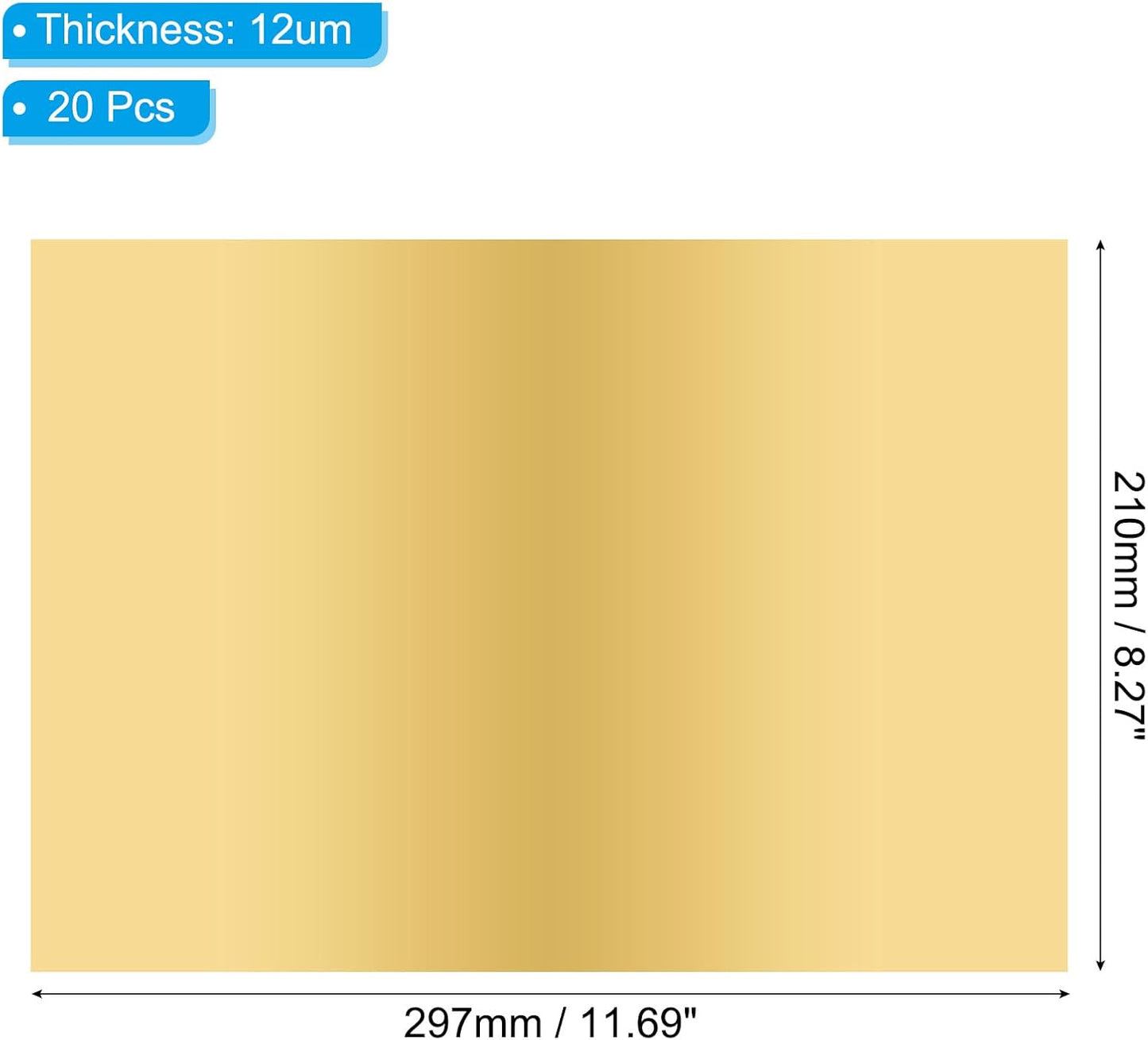 PATIKIL 11.7x8.3" Hot Stamping Foil Paper Sheet, 20 Sheets A4 Heat Transfer Hot Stamping Paper Foil for Leather DIY Logo Decor Craft Gift Package Scrapbook Card, Light Gold