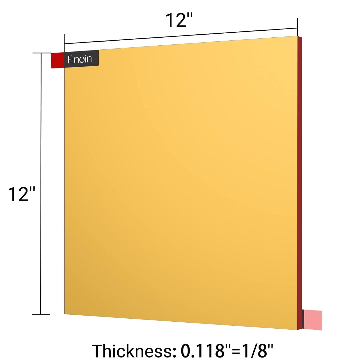 Enoin 2pcs 12 x 12 inch Gold Acrylic Sheet - Cut to Size Plexiglass Sheets 1/8 inch Thick, Small Wall Mirrors for Wall Decor DIY Craft Acrylic Sign