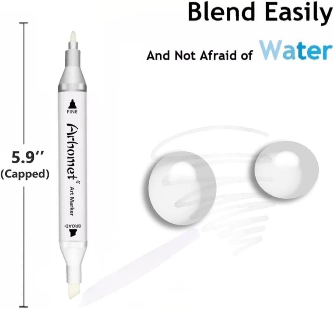 6pcs Colorless Alcohol Markers Set, Blender Blending Clear Markers Dual Tips Art Drawing Sketched Double Tipped for Adults Kids (Colorless)