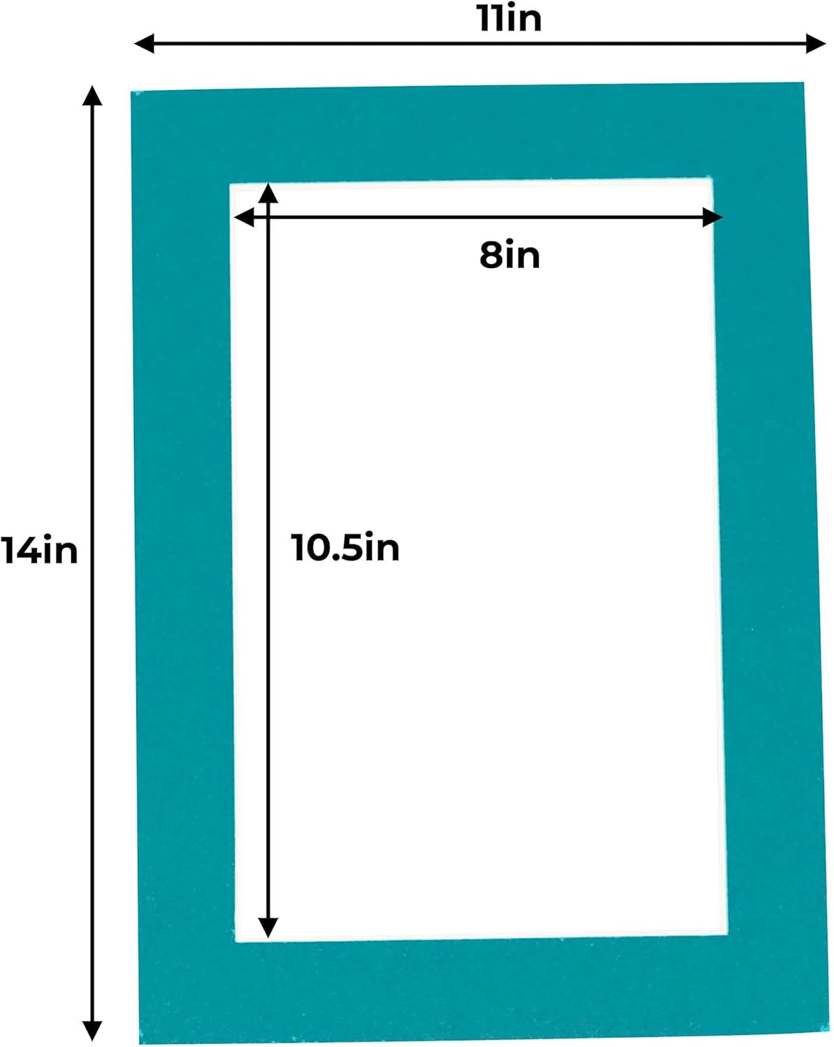 11x14 Mat for 8.5x11 Photo - Precut Teal Blue Picture Matboard for Frames 11 x 14 Inches - Bevel Cut Matte to Display Art 8.5 x 11 Inches - Acid Free Pack of 25 MATS with Backing Boards & Clear Bags
