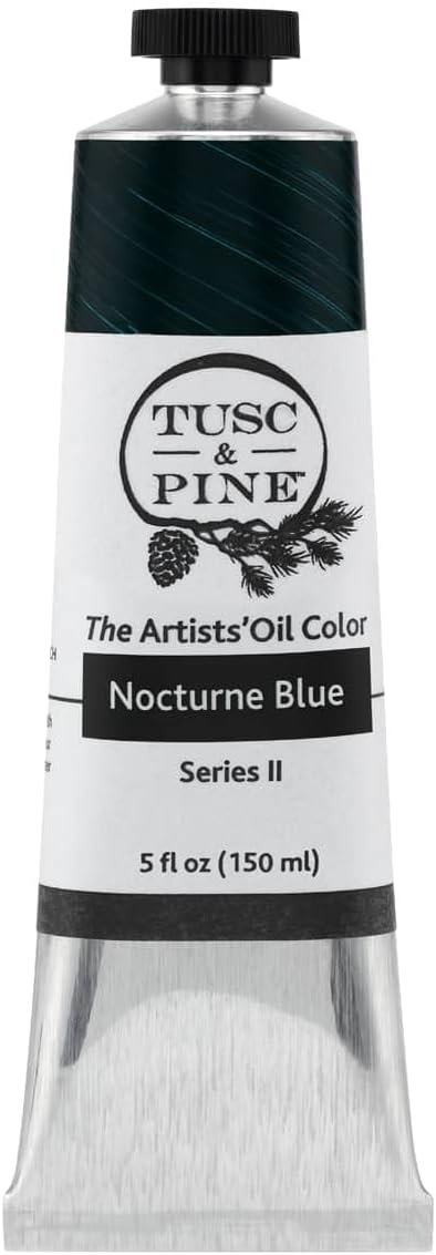Tusc & Pine Artist Oil Paint - Nocturne Blue, 150 ml, Non-Yellowing, Rich & Creamy Consistency, Maximum Pigment Load, Small Batch Milled Oil Paints Made in the USA for Professional Artists