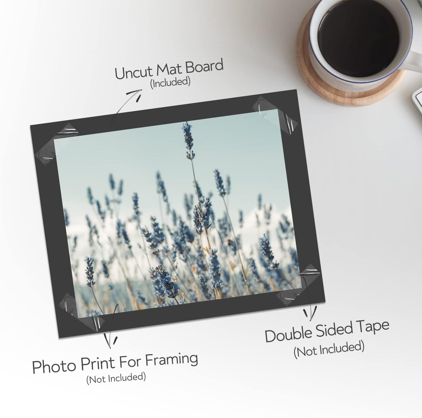 Golden State Art, 16x20 Uncut Photo Mat Matboard - Black Uncut Mats for DIY Projects, Presentation Boards, Art Crafts (50 Pack)