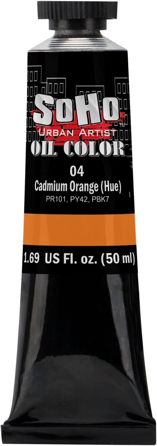 Soho Urban Artist Oil Paint - Cadmium Orange Hue, 50 ml Tube - Best Valued Oil Colors for Painting, Excellent Pigment Load