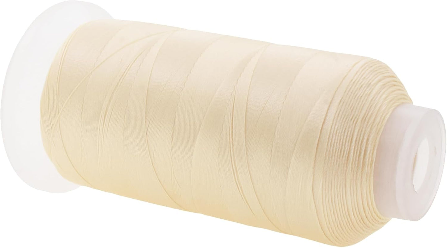 Mandala Crafts Ivory Heavy Duty Thread -1500 Yds Tex 90 Thread for Sewing Drapery Jeans Leather Hair - Bonded Polyester Thread Outdoor Marine Upholstery Threads